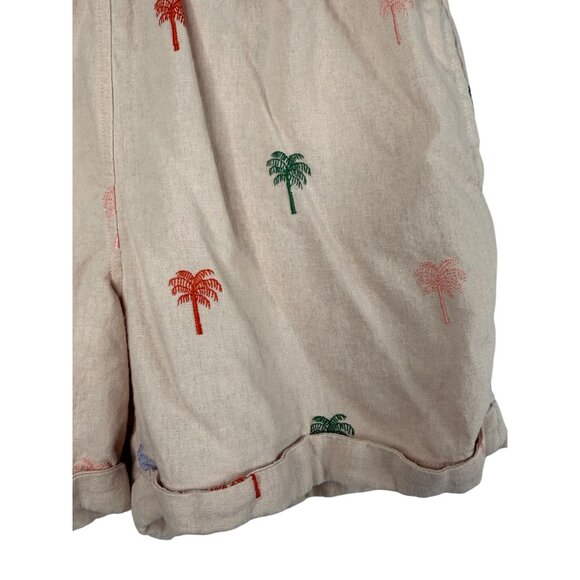 Elie Tahari Womens Pink Palm Tree Embroidered Linen Blend Shorts Small - Picture 2 of 9